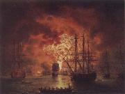 Jakob Philipp Hackert The Destruction of the Turkish Fleet in Chesme Harbour France oil painting artist